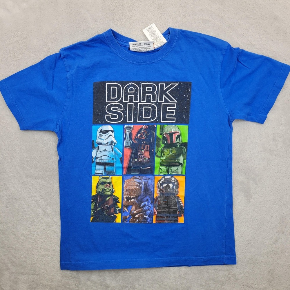 LEGO Star Wars Shirt Youth Large Blue Disney Villains Graphic Tee Dark Side Logo